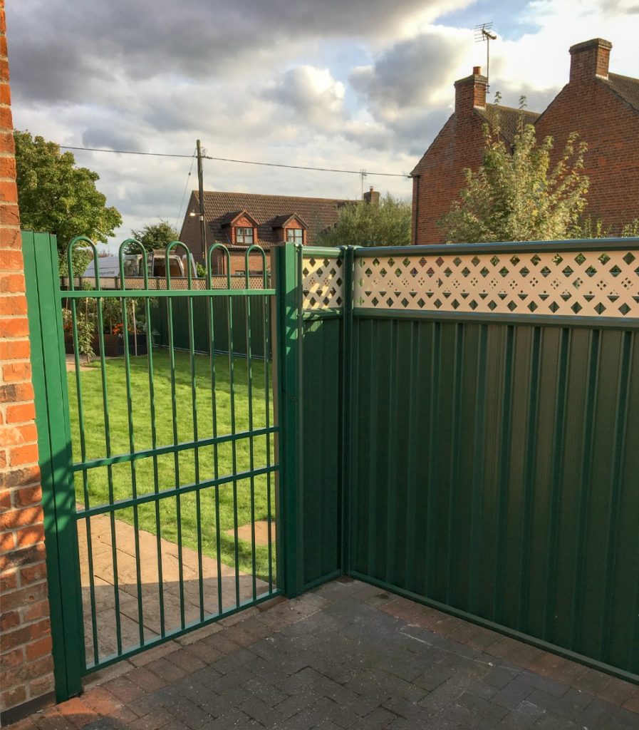 Green garden gate opening